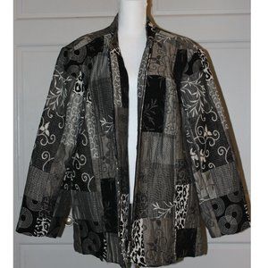 Grey Faux Patchwork Jacket by CJ Banks (3x)